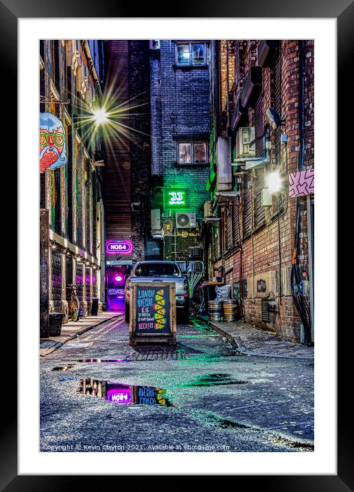 Manchester Back Street Framed Mounted Print by Kevin Clayton