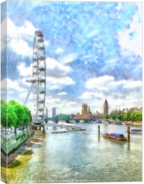River Thames View at Westminster Canvas Print by Graham Prentice