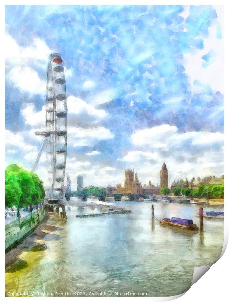River Thames View at Westminster Print by Graham Prentice