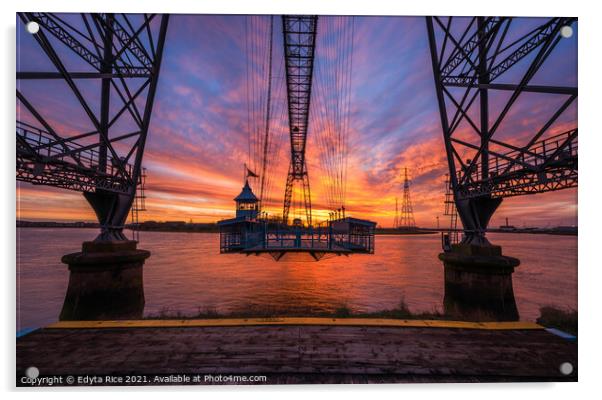 Newport Transporter Bridge - Gondola Acrylic by Edy Rice