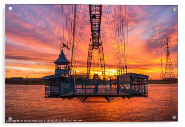 Newport Transporter Bridge Gondola Acrylic by Edy Rice