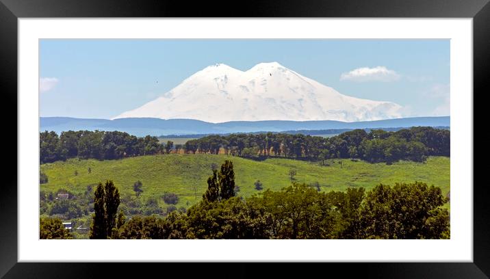 View on mountain Elbrus. Framed Mounted Print by Mikhail Pogosov
