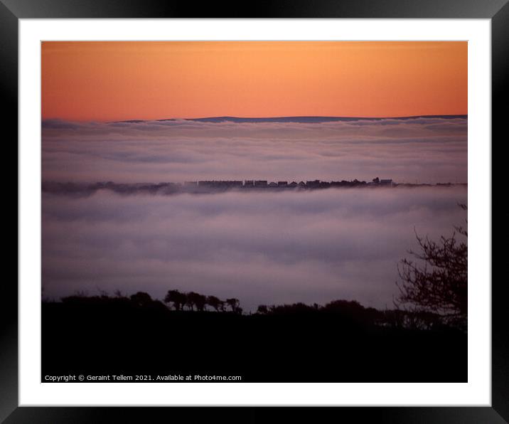 Cefn Cribwr in mist, Bridgend, South Wales, UK Framed Mounted Print by Geraint Tellem ARPS
