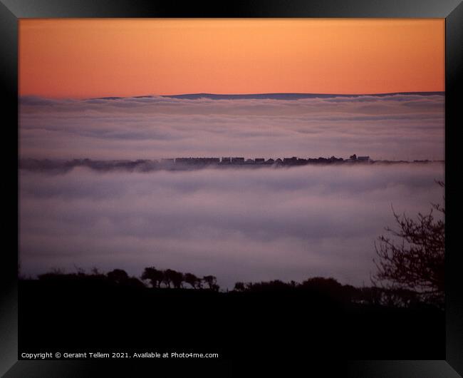 Cefn Cribwr in mist, Bridgend, South Wales, UK Framed Print by Geraint Tellem ARPS