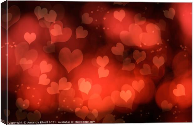 Abstract Red Hearts Canvas Print by Amanda Elwell