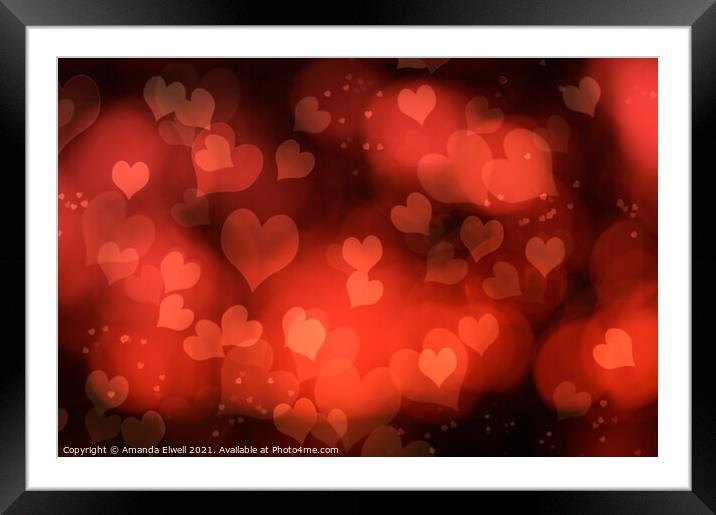 Abstract Red Hearts Framed Mounted Print by Amanda Elwell