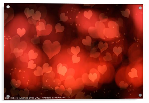 Abstract Red Hearts Acrylic by Amanda Elwell