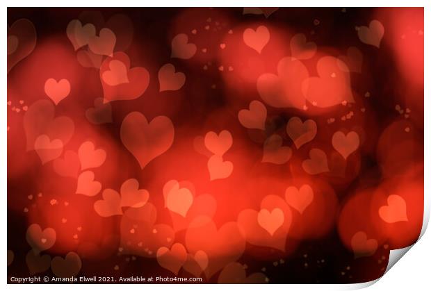 Abstract Red Hearts Print by Amanda Elwell