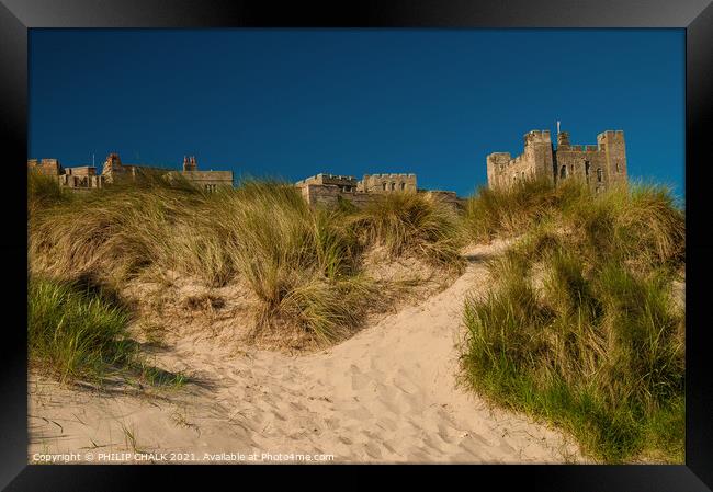 Bamburgh Castle Northumberland from the sandy beach 164 Framed Print by PHILIP CHALK