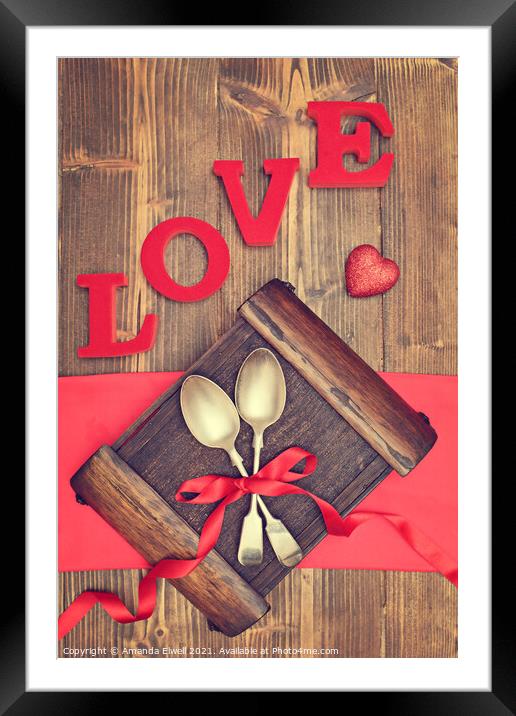 Valentine's Day Spoons Framed Mounted Print by Amanda Elwell