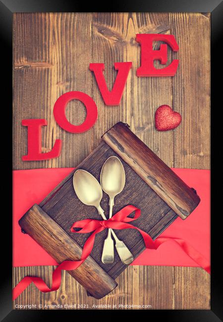 Valentine's Day Spoons Framed Print by Amanda Elwell