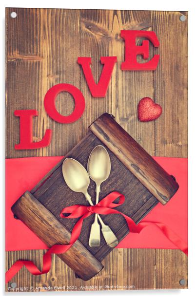 Valentine's Day Spoons Acrylic by Amanda Elwell