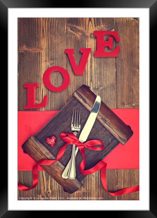 Valentine's Cutlery Framed Mounted Print by Amanda Elwell