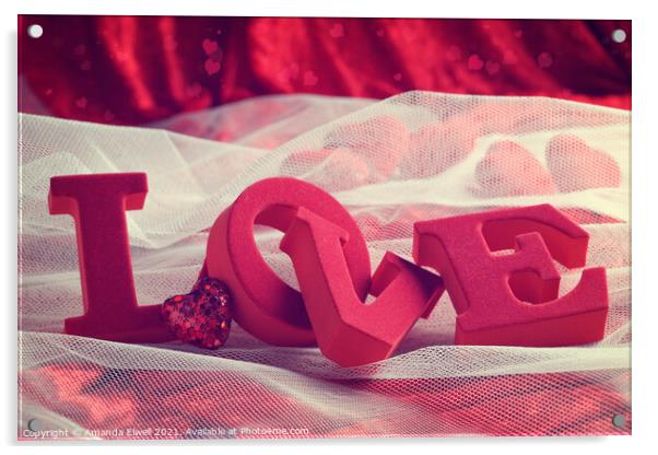 Love With Hearts Acrylic by Amanda Elwell