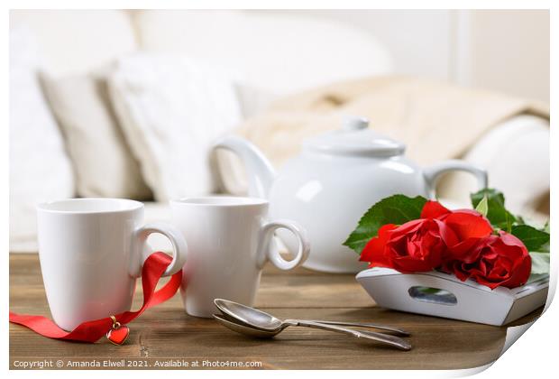 Valentines Day Tea Print by Amanda Elwell