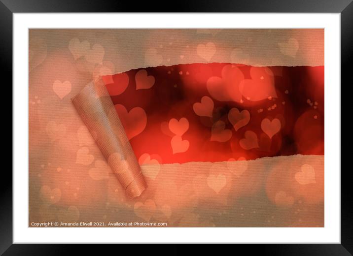 Torn Paper With Hearts  Framed Mounted Print by Amanda Elwell