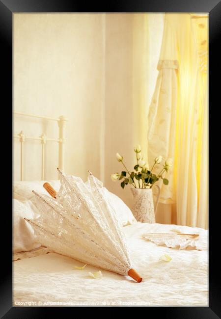 Bridal Parasol Framed Print by Amanda Elwell
