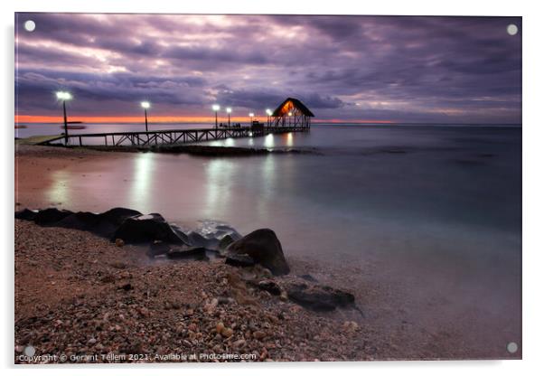 Twilight, Pointe Aux Piments, Mauritius Acrylic by Geraint Tellem ARPS