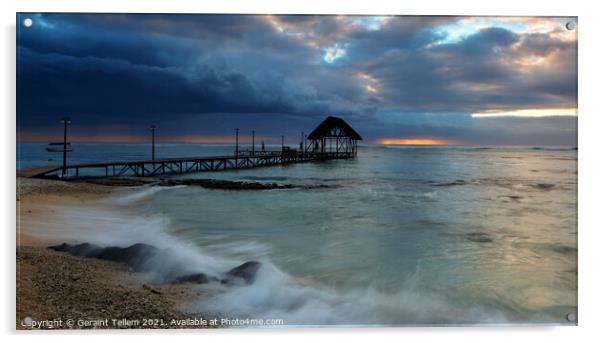 Sunset, Pointe Aux Piments, Mauritius Acrylic by Geraint Tellem ARPS
