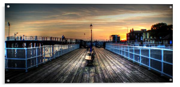 Lovers at sunset Pier  Hull  Acrylic by Jon Fixter