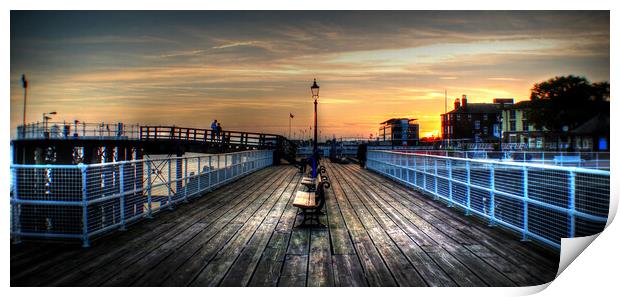 Lovers at sunset Pier  Hull  Print by Jon Fixter