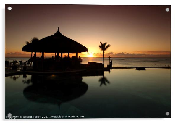 Sunset from Le Meridien Ile Maurice, Pointe Aux Piments, Mauritius Acrylic by Geraint Tellem ARPS