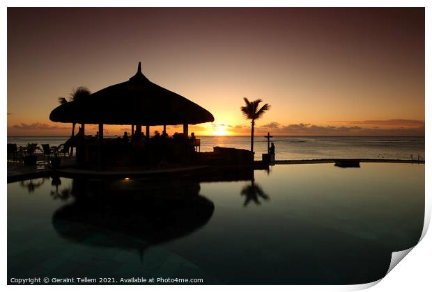 Sunset from Le Meridien Ile Maurice, Pointe Aux Piments, Mauritius Print by Geraint Tellem ARPS