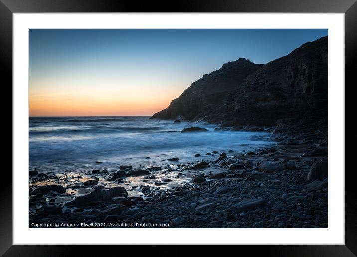 Sunset At St. Agness, Cornwall, UK Framed Mounted Print by Amanda Elwell