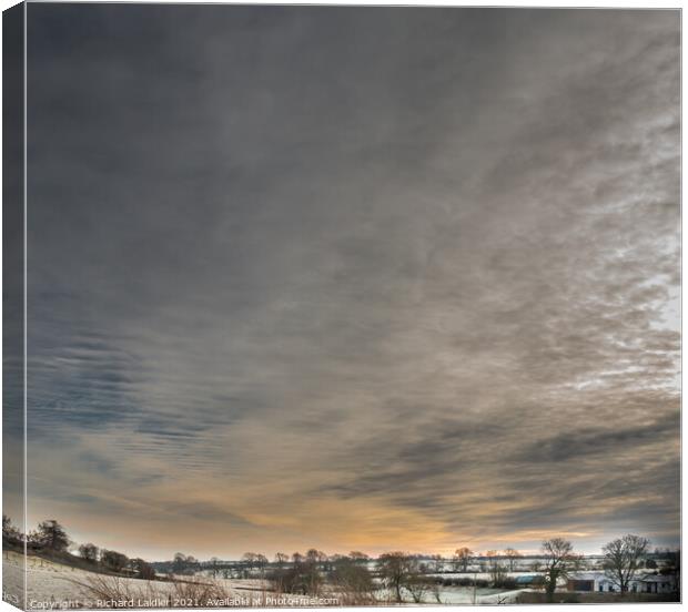 Dramatic Winter Sky over Hutton Magna, Teesdale Canvas Print by Richard Laidler