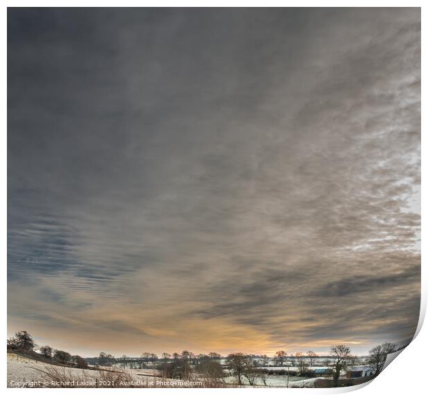 Dramatic Winter Sky over Hutton Magna, Teesdale Print by Richard Laidler