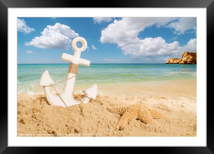 Anchor On The Beach Framed Mounted Print by Amanda Elwell