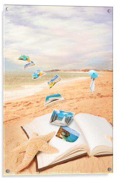 Summer Vacation Postcards Acrylic by Amanda Elwell