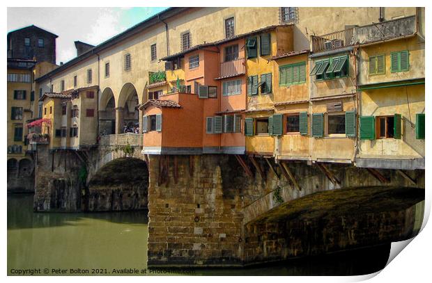 Ponte Vecchio, Florence, Italy Print by Peter Bolton