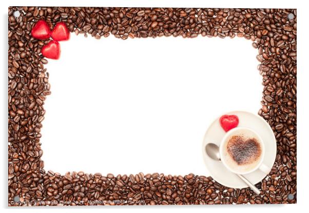 Valentine Coffee Border Acrylic by Amanda Elwell