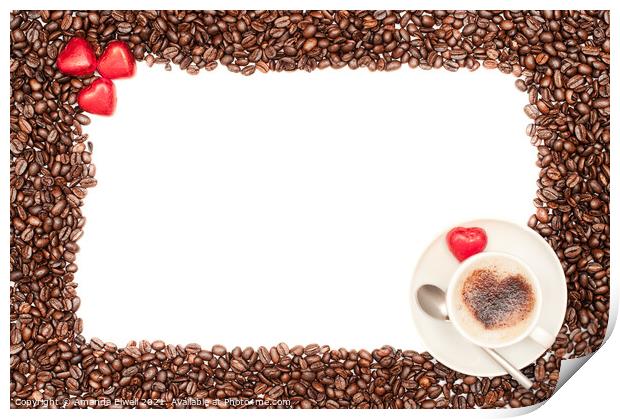 Valentine Coffee Border Print by Amanda Elwell