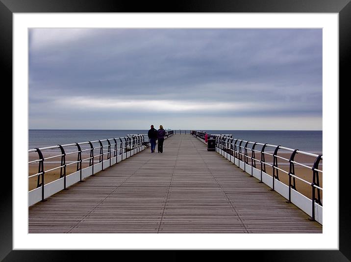 Walking on the Pier Framed Mounted Print by Trevor Kersley RIP