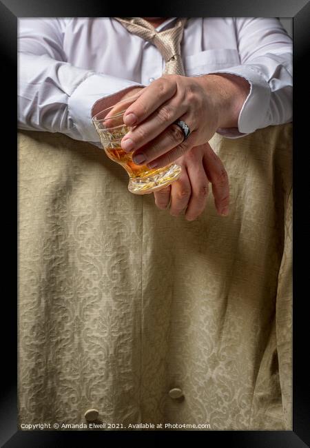 Man Drinking Spirits Framed Print by Amanda Elwell
