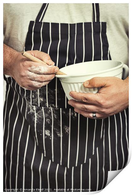 Baker With Mixing Bowl Print by Amanda Elwell