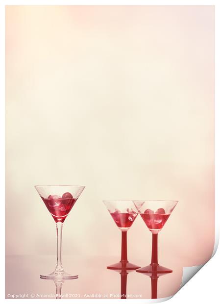Cocktails At The Bar Print by Amanda Elwell