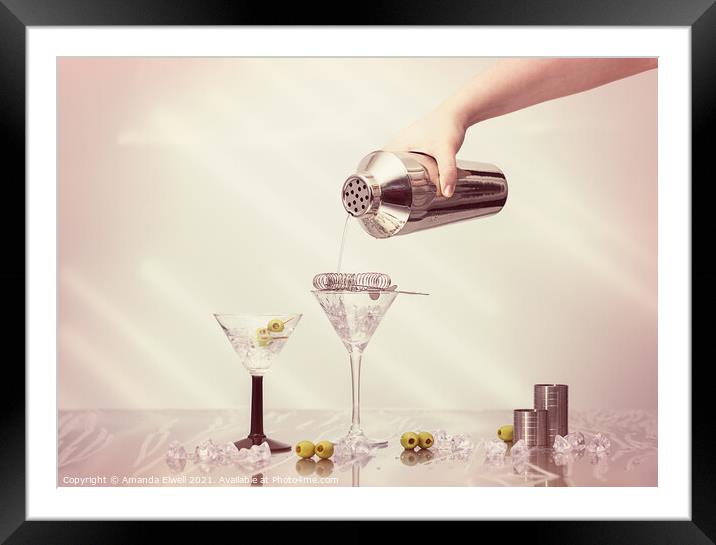 Pouring A Martini Framed Mounted Print by Amanda Elwell