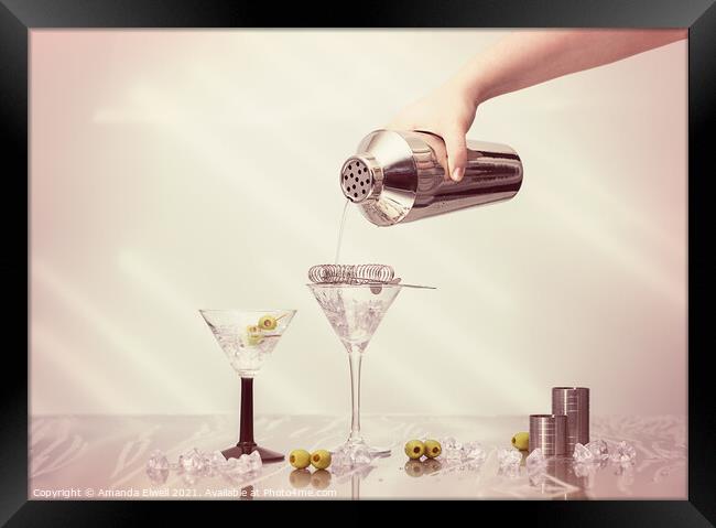 Pouring A Martini Framed Print by Amanda Elwell