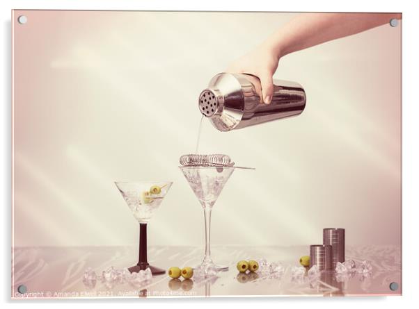 Pouring A Martini Acrylic by Amanda Elwell