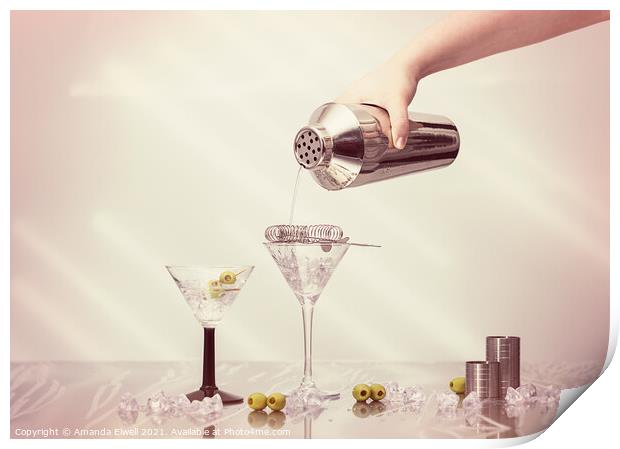 Pouring A Martini Print by Amanda Elwell