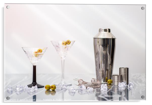 Martini Cocktails Acrylic by Amanda Elwell