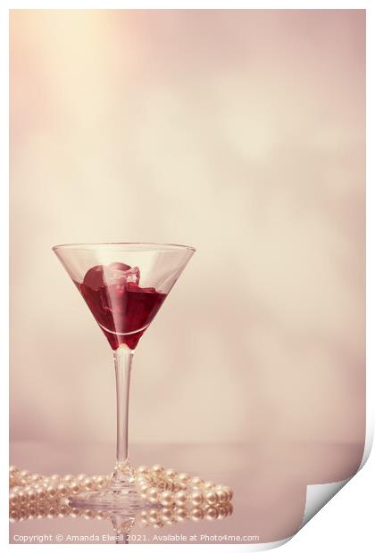 One Cocktail With Pearl Necklace Print by Amanda Elwell