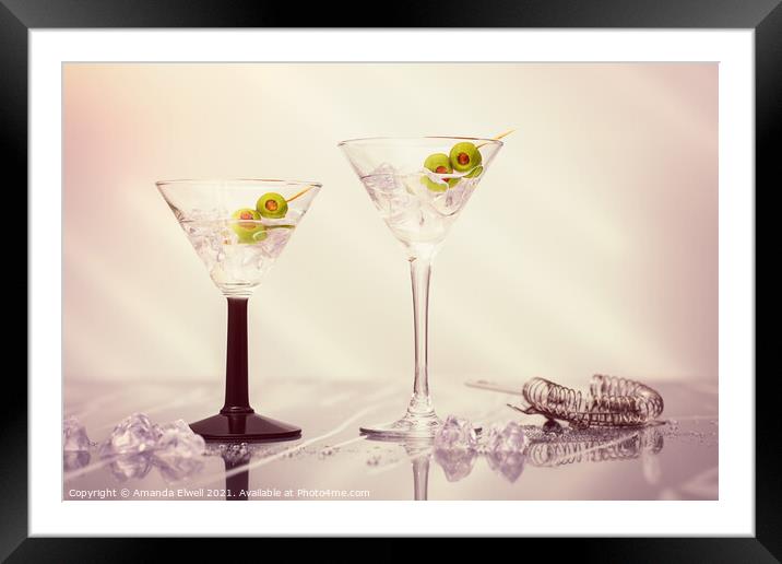 Close Up Of Martini Cocktails Framed Mounted Print by Amanda Elwell