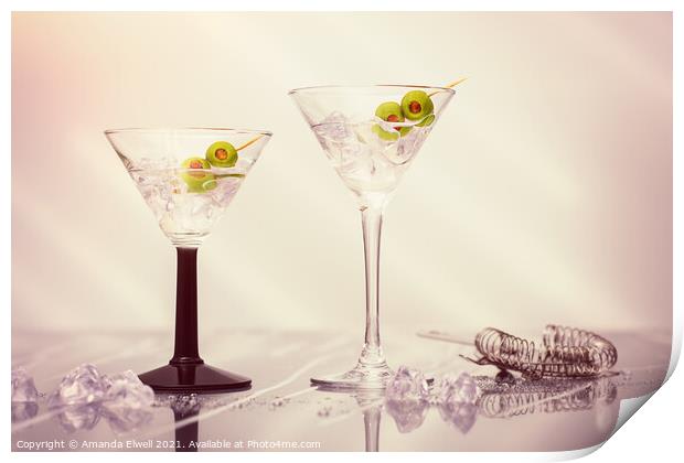Close Up Of Martini Cocktails Print by Amanda Elwell