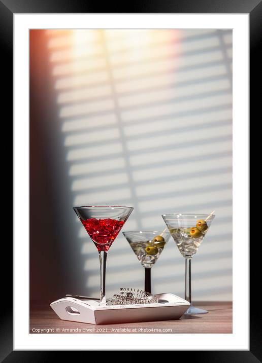 Cocktails On Tray Framed Mounted Print by Amanda Elwell