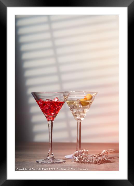 Cocktails With Strainer Framed Mounted Print by Amanda Elwell