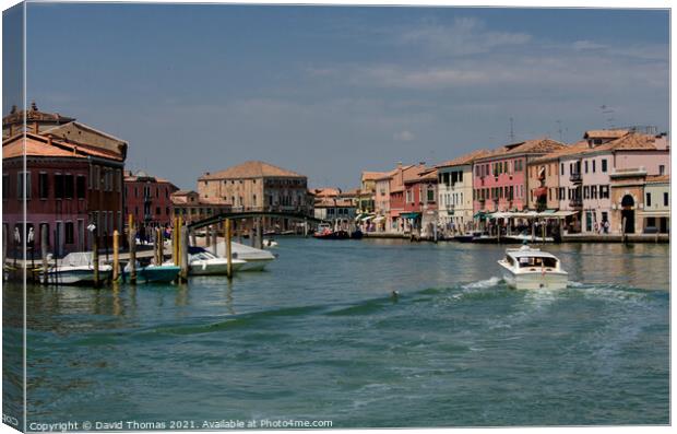 Serene Canal Scene Canvas Print by David Thomas